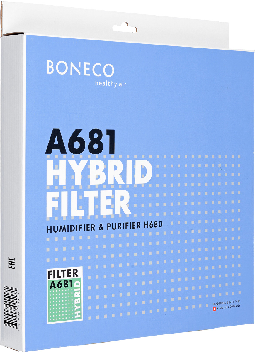 Boneco HEPA Filter + Active Carbon Filter A681 комплект фильтров для Н680A681 Boneco HEPA Filter + Active Carbon Filter A681 комплект фильтров для Н680A681Гибридный фильтр Boneco HEPA Filter + Active Carbon Filter A681 - это уникальный, по своей технологии, фильтр. Это комбинированный фильтр 2 в 1: НЕРА фильтр и угольный фильтр. Фильтр НЕРА 11 очищает воздух от пыли, шерсти, пыльцы, бактерий, микробов, насекомых, вредных газов, гари, летучих соединений. Угольный фильтр очищает воздух от смога, табачного дыма, формальдегида и выхлопных газов. Данный фильтр предназначен для климатического комплекса Boneco H680.