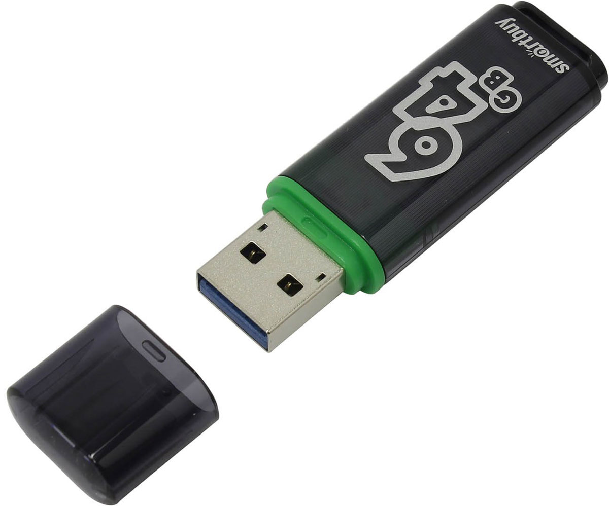 SmartBuy Glossy Series 3.0 64GB, Dark Grey USB-накопительSB64GBGS-DG SmartBuy Glossy Series 3.0 64GB, Dark Grey USB-накопительSB64GBGS-DGКомпактный и производительный USB-флеш накопитель SmartBuy Glossy Series 3.0. Он дает возможность быстро передавать большой объем данных, таких как документы, фотографии, аудио- и видеофайлы и даже фильмы. Высокая скорость, большой объем и надежность позволяют использовать устройство накопитель как временное, так и постоянное хранилище информации. Корпус USB-накопителя сделан из прозрачного пластика. Устройство оборудовано специальной системой для крепления колпачка - с помощью скобки он фиксируется между двумя выступающими пластинками на устройстве. Это очень удобно и минимизирует вероятность потери защитного колпачка. За эту же скобку устройство можно прикрепить к шнурку, чтобы накопитель всегда был под рукой.