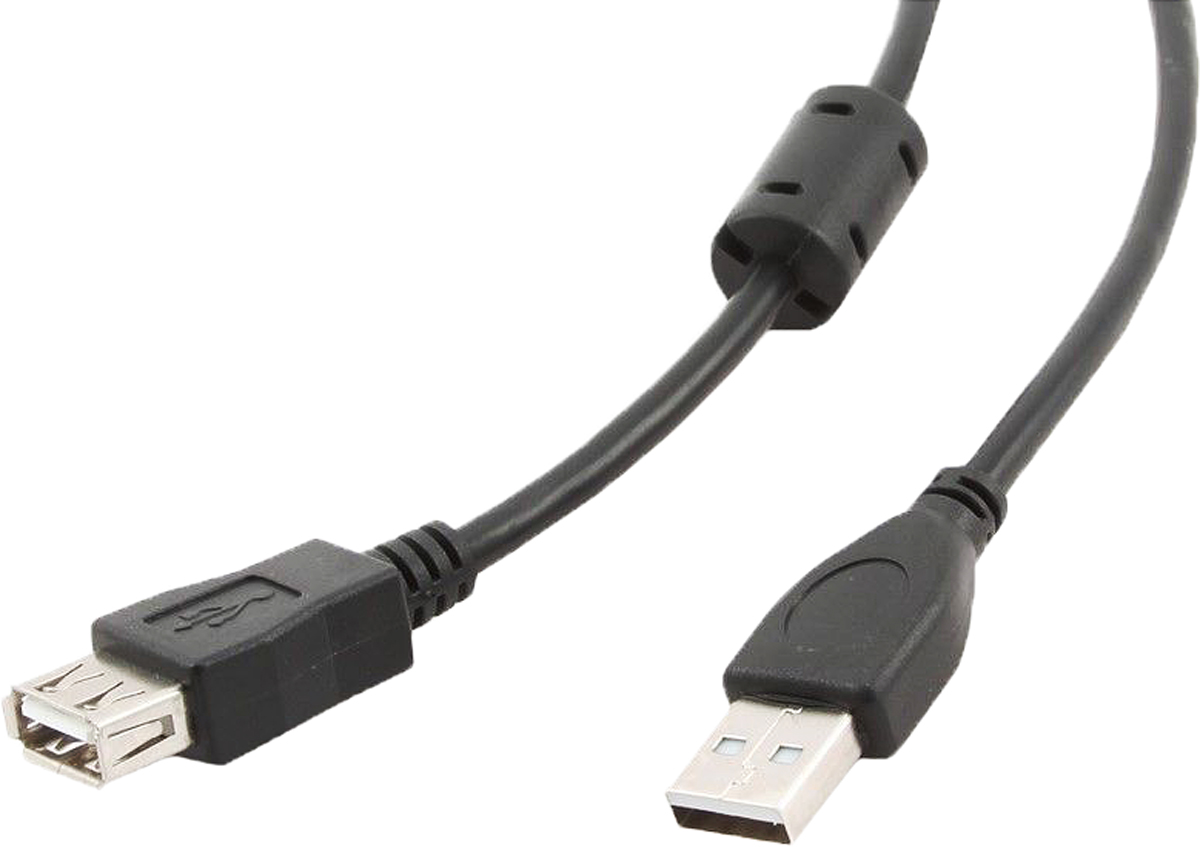 Cablexpert CCF-USB2-AMAF-10, Black кабель-удлинитель USB (3 м)CCF-USB2-AMAF-10 Cablexpert CCF-USB2-AMAF-10, Black кабель-удлинитель USB (3 м)CCF-USB2-AMAF-10Многие пользователи периферийных устройств, использующих стандарт USB 2.0, сталкиваются с проблемой удобного размещения аппаратуры. Размеры штатных проводов зачастую не допускают оптимально их расположить. Поэтому и применяется кабель удлинитель USB 2.0 Cablexpert CCF-USB2-AMAF. Он позволяет увеличить длину интерфейсного соединения на 3 метра. Для повышения надежности, контакты разъемов покрыты антикоррозионным сплавом. Повышенная помехозащищенность обеспечивается путем внесения в конструкцию кольцевого ферритового фильтра для защиты от высокочастотных и импульсных наводок.