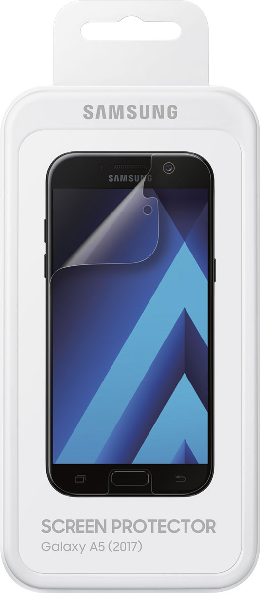 Samsung ET-FA520 защитная пленка для Galaxy A5 (2017), 2 штET-FA520CTEGRU Samsung ET-FA520 защитная пленка для Galaxy A5 (2017), 2 штET-FA520CTEGRUЗащитная пленка Samsung ET-FA520 предназначена для защиты поверхности экрана Galaxy A5 (2017) от царапин, потертостей, отпечатков пальцев и прочих следов механического воздействия. Структура пленки позволяет ей плотно удерживаться без помощи клеевых составов и выравнивать поверхность при небольших механических воздействиях. Пленка практически незаметна на экране смартфона и сохраняет все характеристики цветопередачи и чувствительности сенсора. На защитной пленке есть все технологические отверстия.