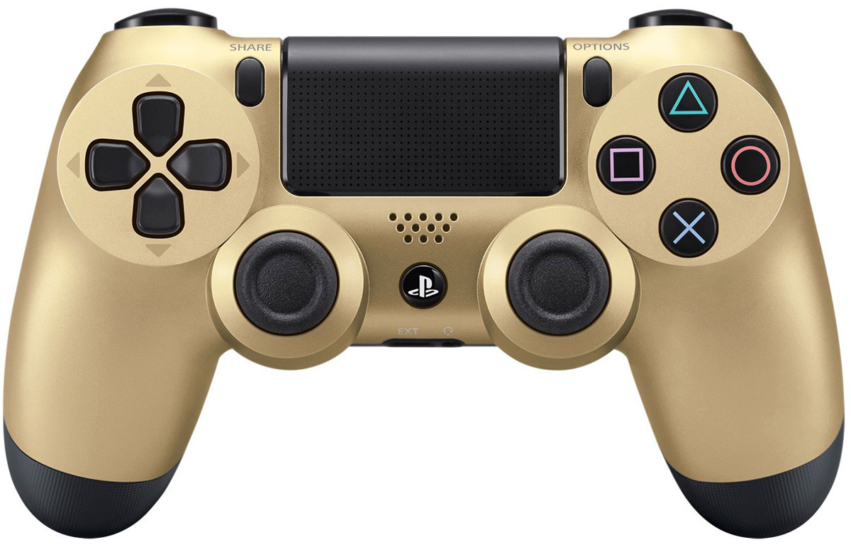 Sony DualShock 4 Cont, Gold геймпад для PS41CSC20002704 Sony DualShock 4 Cont, Gold геймпад для PS41CSC20002704Беспроводной контроллер Sony DualShock 4 оснащен подсветкой тачпада, совпадающей по цвету с подсветкой тыльной стороны контроллера. Это дает геймерам новый источник информации, например, о том, за какого персонажа они играют или о его уровне здоровья. Кроме того, новый DualShock 4 поддерживает возможность подключения через USB в дополнение к уже имеющейся возможности подключения с помощью Bluethooth, что позволяет пользователям осуществлять управление через кабель. Встроенный емкостный тачпад определяет 2 точки касания. Сенсоры движения представлены шестиосевой системой отслеживания движений (трехосевой гироскоп, трехосевой акселерометр). Встроенный моно-динамик Разъемы: microUSB, разъем для наушников, порт расширения Версия Bluetooth: v2.1+EDR Тачпад: определяет 2 точки касания, отдача кликом, емкостный Клавиши/ Переключатели: кнопка PS, кнопка Share, кнопка Options, кнопки направления (Вверх/Вниз/Влево/Вправо), кнопки...