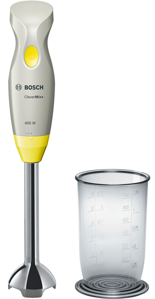 Bosch MSM2410Y блендерMSM2410Y Bosch MSM2410Y блендерMSM2410YПогружной блендер Bosch MSM2410Y позволит вам готовить с удовольствием. Устройство обеспечивает быстрый результат и отличное качество благодаря мощному мотору 400 Ватт. В комплекте вы найдете прозрачный мерный стакан, при помощи которого удобно отмерять нужное количество продуктов и смешивать их непосредственно в стакане. Небольшой вес прибора и эргономичная форма ручки созданы для комфортной работы. Bosch MSM2410Y смешивает и измельчает продукты качественно и без брызг благодаря специальной конструкции погружной части.