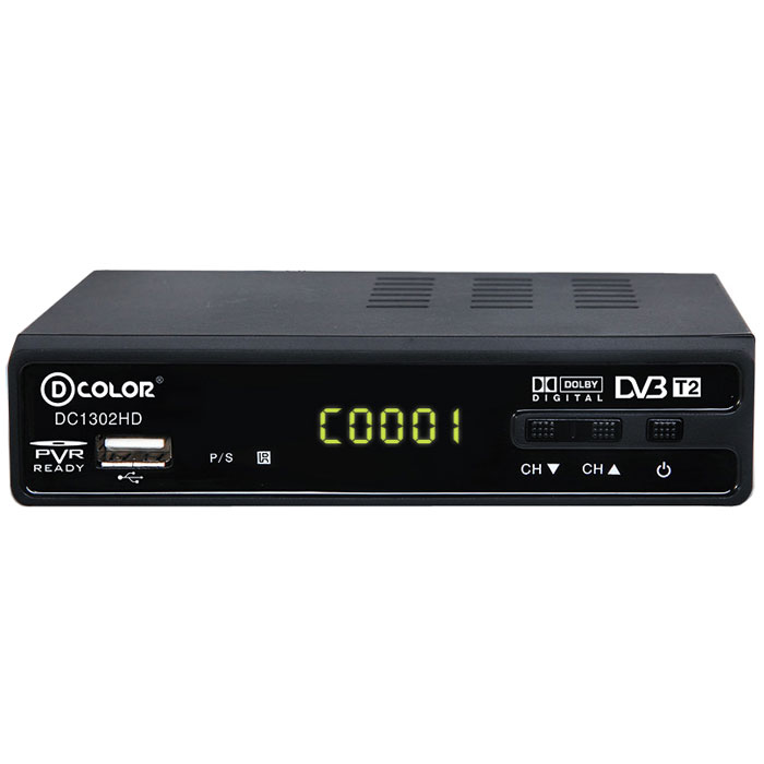 D-Color DC1302HD DVB-T2 цифровой ТВ-тюнер6907325813022 D-Color DC1302HD DVB-T2 цифровой ТВ-тюнер6907325813022Цифровой ТВ-тюнер D-Color DC1302HD отвечает всем самым современным требованиям к цифровым ресиверам. Новейшее ПО и качественные комплектующие позволяют передавать четкую, яркую, сочную картинку даже в самых отдаленных регионах России. Процессор: MStar 7T01 со встроенным демодулятором Тюнер: Maxliner 608 Тип корпуса: металлический Диапазон принимаемых частот: 174-862 MГц.