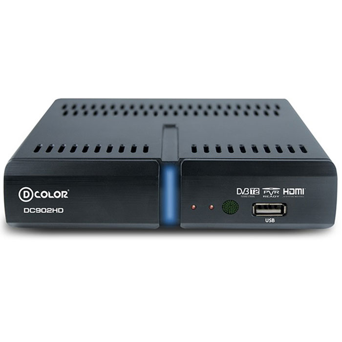 D-Color DC902HD DVB-T2 цифровой ТВ-тюнер6907325819024 D-Color DC902HD DVB-T2 цифровой ТВ-тюнер6907325819024Цифровой ТВ-тюнер D-Color DC902HD отвечает всем самым современным требованиям к цифровым ресиверам. Новейшее ПО и качественные комплектующие позволяют передавать четкую, яркую, сочную картинку даже в самых отдаленных регионах России. Устройство позволяет записывать видео в формате Full HD на внешний жесткий диск, подключаемый посредством USB. Процессор: MStar 7T01 со встроенным демодулятором Maxliner 608 Тип корпуса: пластик Диапазон принимаемых частот: 174-862 Mгц