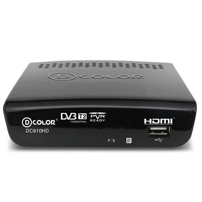 D-Color DC910HD DVB-T2 цифровой ТВ-тюнер6907325819109 D-Color DC910HD DVB-T2 цифровой ТВ-тюнер6907325819109Цифровой ТВ-тюнер D-Color DC910HD отвечает всем самым современным требованиям к цифровым ресиверам. Новейшее ПО и качественные комплектующие позволяют передавать четкую, яркую, сочную картинку даже в самых отдаленных регионах России. Устройство позволяет записывать видео в формате Full HD на внешний жесткий диск, подключаемый посредством USB. Процессор: Ali 3812 Maxliner 608 Тип корпуса: пластик Диапазон принимаемых частот: 174-862 Mгц