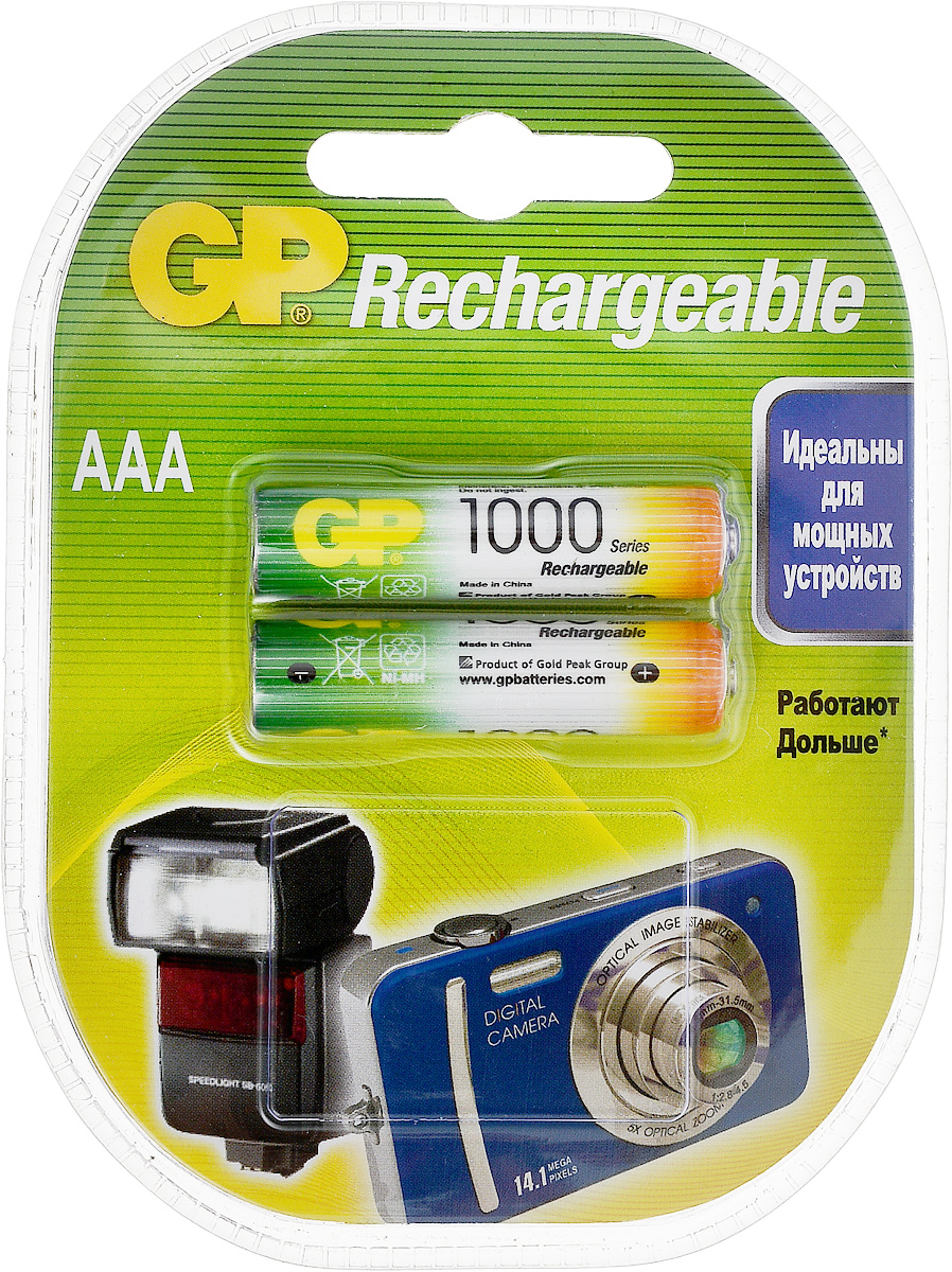 Набор аккумуляторов GP Batteries, тип ААА, 1000 mAh, 2 шт8397 Набор аккумуляторов GP Batteries, тип ААА, 1000 mAh, 2 шт8397Аккумуляторы GP Batteries производятся по новой, более совершенной технологии LSD, которая гарантирует аккумуляторам низкий саморазряд - позволяет сохранять минимум 30% заряда в течении 2-х лет хранения. Новое свойство аккумуляторов - держать заряд долго - существенно расширяет сферу их применения, ведь теперь они могут полноценно заменять батарейки во всех часто используемых приборах. В отличие от обычных аккумуляторов, аккумуляторы GP нового поколения можно использовать после длительного хранения без дополнительной подзарядки, если заряд не был израсходован полностью.Могут быть перезаряжены до 500 раз.