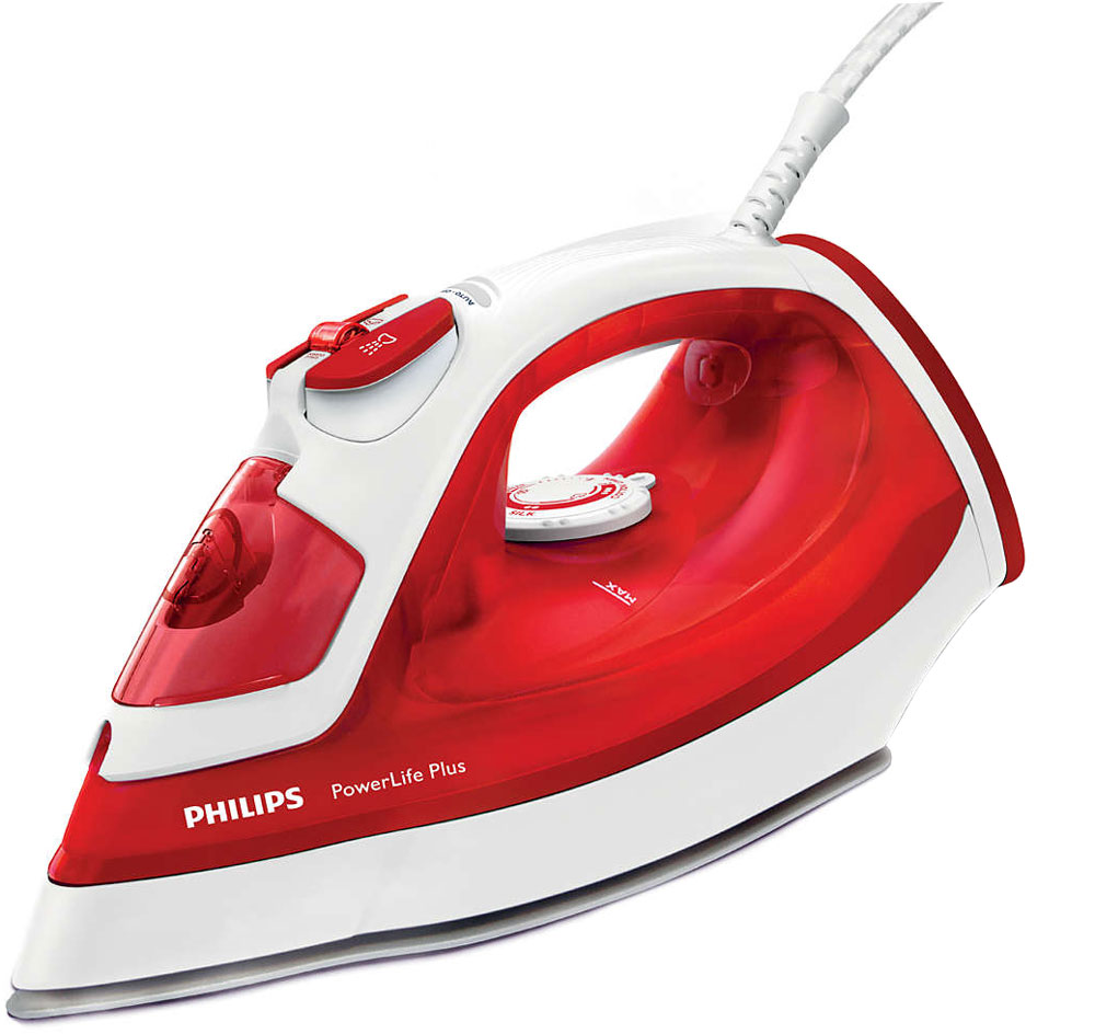 Philips GC2986/40 PowerLife Plus утюгGC2986/40 Philips GC2986/40 PowerLife Plus утюгGC2986/40Паровой утюг Philips PowerLife Plus обеспечивает великолепные результаты глажения день за днем — превосходные характеристики благодаря новой подошве SteamGlide, постоянной мощной подаче пара, удобной функции очистки от накипи для оптимальной подачи пара надолго и подставке для дополнительной устойчивости в вертикальном положении. Подошва SteamGlide — идеальная подошва от Philips для вашего парового утюга. Идеально скользящая, легкоочищаемая поверхность, устойчивая к появлению царапин. Этот паровой утюг Philips оснащен системой капля-стоп, поэтому вы сможете гладить даже деликатные ткани при низкой температуре, не беспокоясь о появлении пятен воды на одежды. 2400 Вт для быстрого нагрева и безупречного глажения. Постоянная подача пара до 40 г/мин обеспечивает оптимальное количество пара для разглаживания складок. Паровой удар до 140 г для быстрого удаления даже самых жестких складок. Этот паровой утюг можно использовать с...