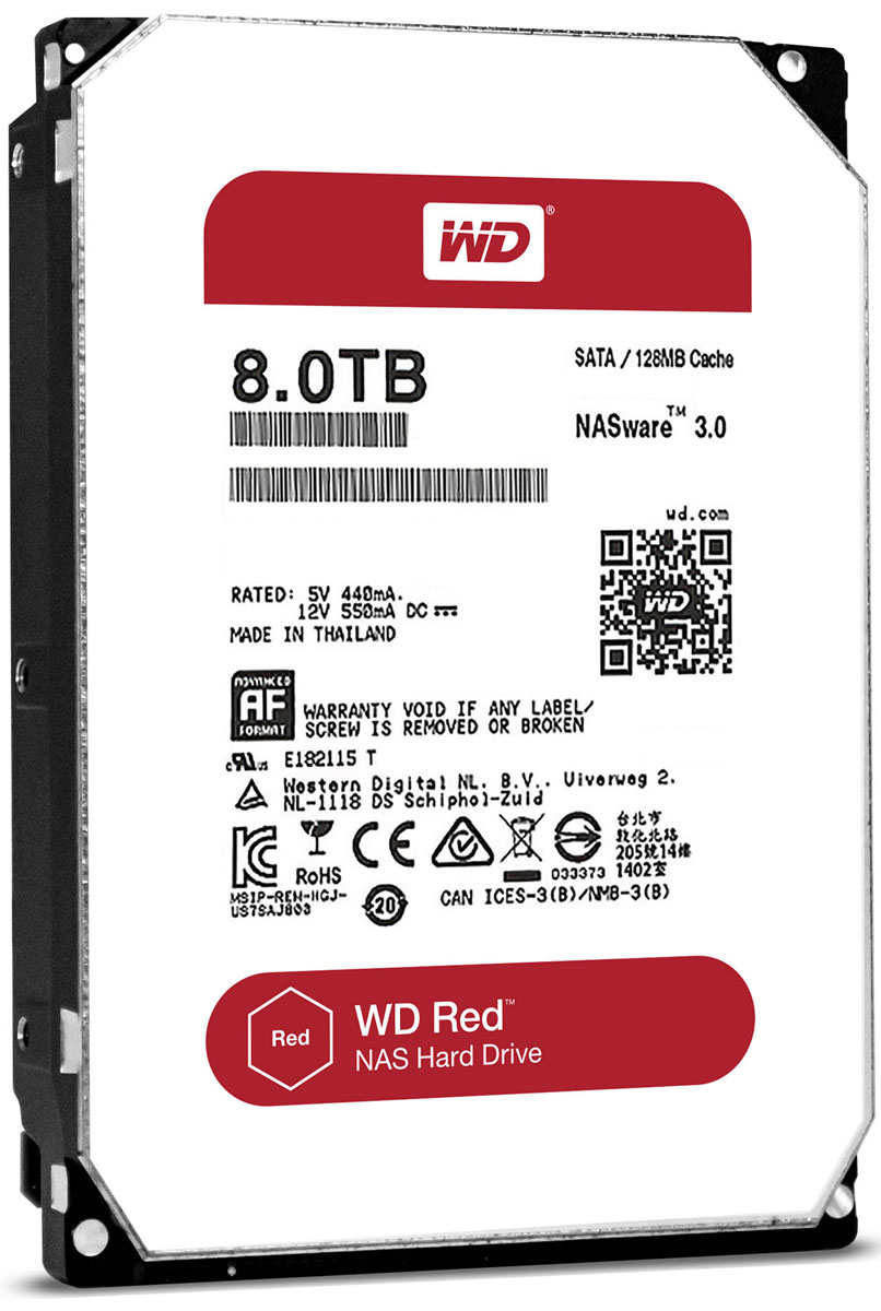WD Red 8TB внутренний жесткий диск (WD80EFZX)WD80EFZX WD Red 8TB внутренний жесткий диск (WD80EFZX)WD80EFZXЧтобы быстро и удобно транслировать медиафайлы, создавать резервные копии данных, хранящихся на ПК, обмениваться файлами и работать с цифровыми материалами, установите в сетевом устройстве хранения накопители WD Red. Удобная интеграция, надежная защита данных и оптимальное быстродействие для систем NAS с высокими требованиями. Транслируйте цифровые материалы, выполняйте их резервное копирование, систематизируйте их и отправляйте на телевизор, ПК и другие устройства. Технология NASware повышает совместимость ваших накопителей с системами NAS, обеспечивая тем более высокое качество воспроизведения цифровых материалов на устройствах. В основе процветания любого бизнеса лежат производительность и эффективность. И именно этими двумя принципами WD руководствовались, разрабатывая накопители Red. Благодаря накопителю WD Red в системах NAS вы сможете предоставлять общий доступ к файлам и выполнять их резервное копирование с той же скоростью, с какой работает ваша...