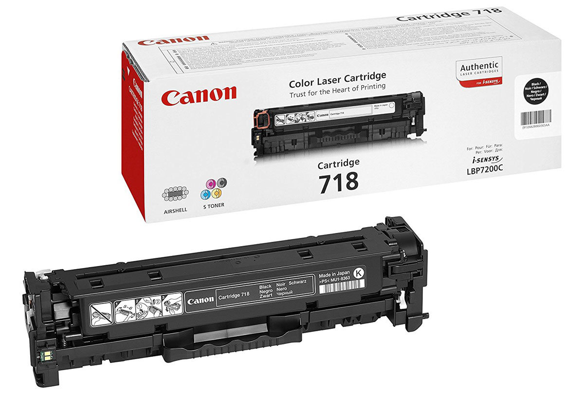 Canon 718, Black картридж для LBP-72002662B002 Canon 718, Black картридж для LBP-72002662B002Получайте красивые монохромные отпечатки без полос с помощью картриджа 718 Вк, который идеально подходит для принтера Canon i-SENSYS LBP-7200 и рассчитан приблизительно на 3400 страниц.