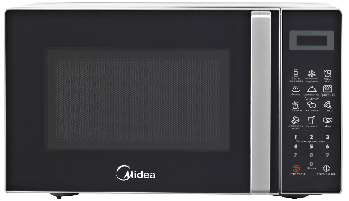 Midea EG820CXX микроволновая печьME83KRS-2 Midea EG820CXX микроволновая печьME83KRS-2Компактная и надежная микроволновая печь объемом 20 литров сочетает в себе стильный дизайн, высокое качество и интуитивно понятное электронное управление, благодаря чему вы сможете быстро и просто разогреть и приготовить различные блюда. С функцией автоматического размораживания вам не придется подсчитывать необходимое количество времени и мощность для размораживания того или иного продукта, достаточно выбрать специальную программу. Функция автоматического разогрева избавит вас от необходимости делать расчеты, достаточно лишь указать тип продукта и его объем, а микроволновая печь самостоятельно определит необходимую мощность. Кроме того, в этой модели имеются 6 функций автоматического приготовления, в которых наиболее популярные блюда запрограммированы, и достаточно лишь выбрать необходимое блюдо и печь сама установит режим. Со встроенным грилем вы сможете готовить аппетитные блюда с хрустящей корочкой. Камера печи покрыта инновационной разработкой компании Midea - эмалью легкой...