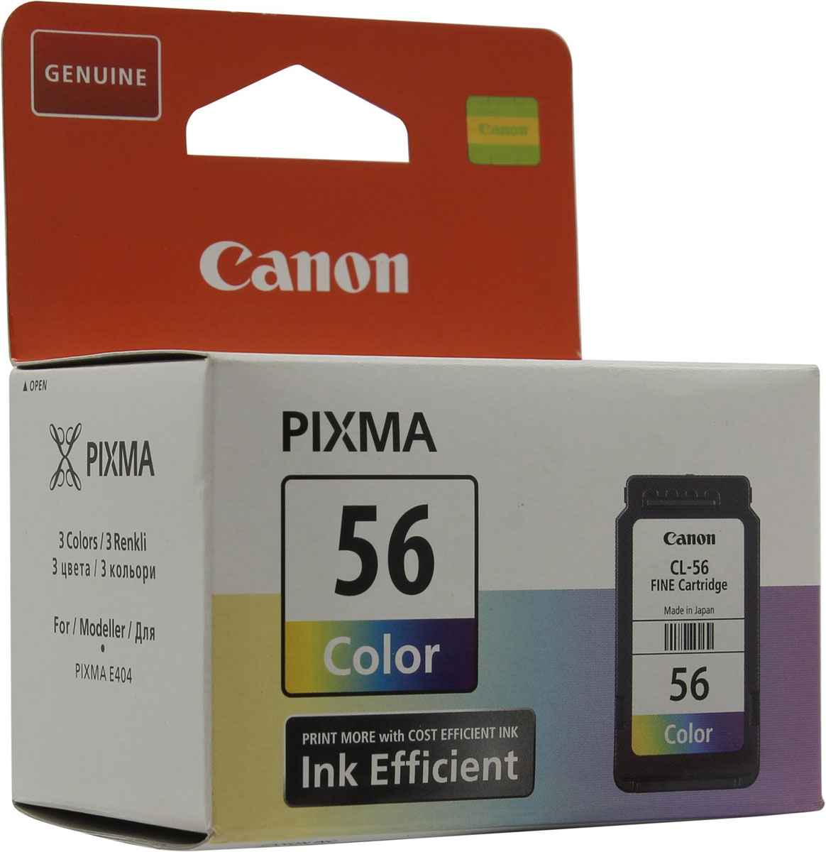 Canon CL-56, Color картридж для Pixma E4649064B001 Canon CL-56, Color картридж для Pixma E4649064B001Картридж Canon CL-56 содержит голубые, желтые и пурпурные чернила на основе красителей, которые используются для печати документов на обычной бумаге и обеспечивают четкость текста и долговечность печатных изображений. Благодаря технологии эффективного использования чернил, этот картридж будет долго работать в вашем принтере.