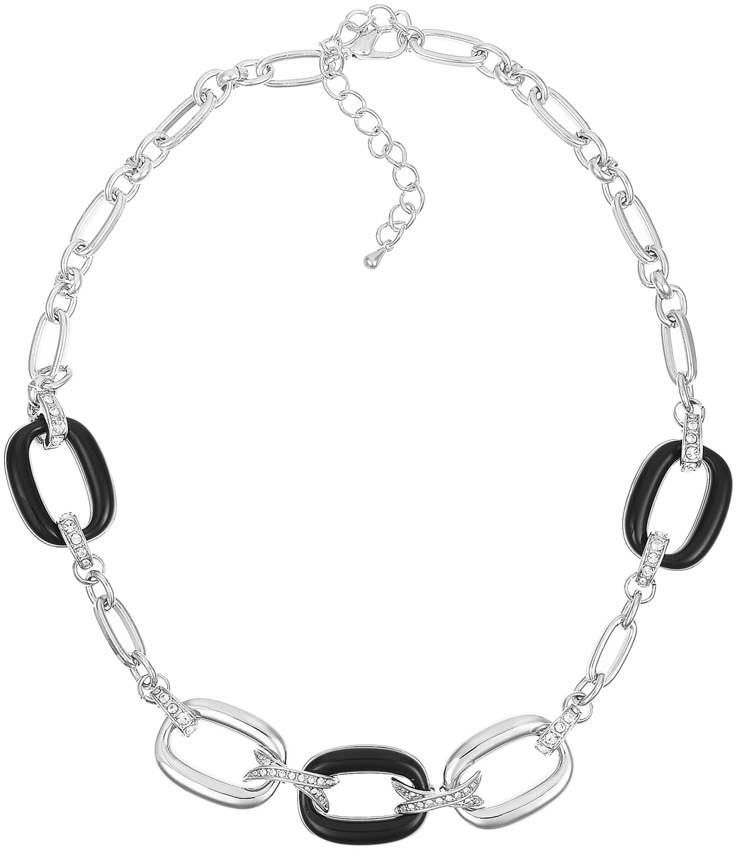 Ожерелье Art-Silver, цвет: серебряный, черный. MS06196N-R-B-1701MS06196N-R-B-1701 Ожерелье Art-Silver, цвет: серебряный, черный. MS06196N-R-B-1701MS06196N-R-B-1701Ожерелье современного дизайна Art-Silver изготовлено из бижутерийного сплава. Центральная часть ожерелья дополнена декоративными элементами с вставками из циркона и эмали. Колье застегивается на замок-карабин, длина изделия регулируется за счет дополнительных звеньев. В комплекте с украшением поставляется мешочек для хранения.