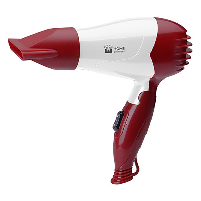 Home Element HE-HD311, Ruby Red фенHE-HD311 Home Element HE-HD311, Ruby Red фенHE-HD311Home Element HE-HD311 - компактный и очень удобный фен, чтобы брать с собой в дорогу или хранить в небольшом шкафчике. Фен имеет два режима мощности воздушного потока и абсолютно безопасен, отключаясь автоматически при перегреве. Удобный переключатель мощности воздушного потока на два положения: для бережной укладки или интенсивной сушки волос. Ручка складывается вдоль корпуса фена, обеспечивая наилучшее хранение. В сложенном виде фен занимает минимум места и идеален для путешествий.