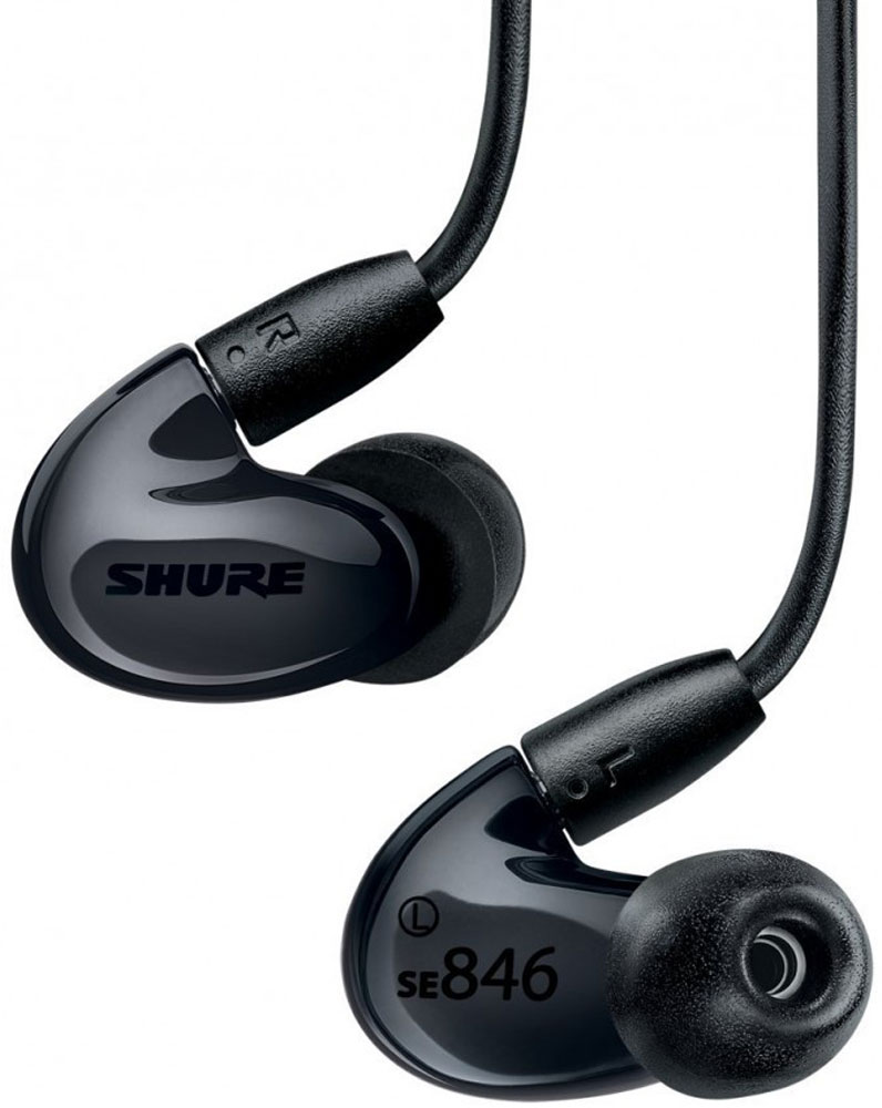 Shure SE846K, Black наушникиShure SE846K Black Shure SE846K, Black наушникиShure SE846K BlackShure SE846K - это арматурные внутриканальные наушники Hi-End класса от американской компании Shure. В этой четырехдрайверной модели используется по 2 излучателя для низких частот и по одному для средних и высоких. Звучание SE846 характеризуется первоклассной чистотой и детальностью в верхнем диапазоне и беспрецедентной производительностью в области басов. В наушниках реализованы технологии персонального мониторинга, прошедшие гастрольную проверку профессиональных музыкантов и доработанные инженерами Shure, включая патентованный инновационный низкочастотный фильтр: 10 стальных пластин, скрепленных лазерной сваркой, образуют акустический коридор длиной в 10 см и эффективно гасят частоты свыше 75 Гц, превращая пару НЧ-драйверов в настоящие сабвуферы. Другая интересная особенность SE846 — возможность изменять частотную характеристику наушников по своему усмотрению. Для этого служат сменные звуковые фильтры, изменяющие звучание в диапазоне от 1 кГц до 8 кГц на 2-5...