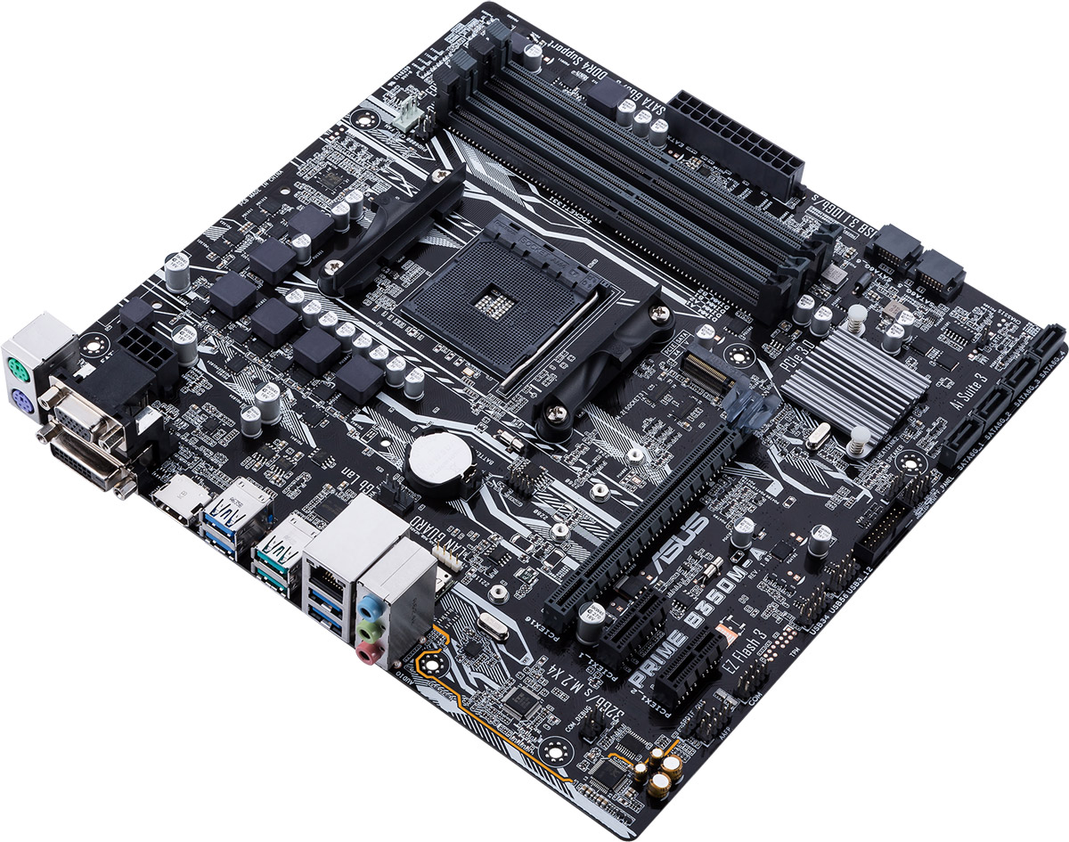 ASUS PRIME B350M-A материнская платаASUS PRIME B350M-A ASUS PRIME B350M-A материнская платаASUS PRIME B350M-AASUS PRIME B350M-A - новейшая материнская плата для платформы AMD AM4 со светодиодной подсветкой. В материнских платах серии PRIME B350 реализован комплекс технологий 5X Protection III, который гарантирует использование лучших компонентов и схемных решений, а также соответствие современным стандартам для обеспечения непревзойденной надежности и длительного срока службы системы. SafeSlot Core – это разработанная ASUS конструкция слотов PCIe, которая отмечается улучшенной прочностью и обеспечивает усиленный зажим видеокарты. Материнские платы ASUS Prime имеют усиленные точки пайки вокруг контактов разъемов PCIe и DIMM. Использование современных технологий и конденсаторов премиум-класса позволило увеличить пропускную способность сетевого интерфейса. В то же время, для защиты цепей LAN от перенапряжения, вызываемого статическим электричеством, применяются защитные цепи. В системе питания данной материнской платы используются...
