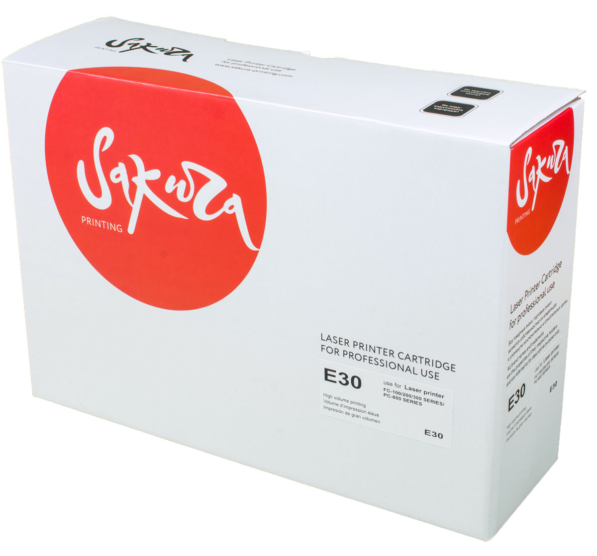 Sakura E30, Black тонер-картридж для Canon FC100/200/300 Series/PC800 SeriesSAE30 Sakura E30, Black тонер-картридж для Canon FC100/200/300 Series/PC800 SeriesSAE30Тонер-картридж Sakura E30 для лазерных принтеров Canon FC100/200/300 Series/PC800 Series является альтернативным решением для замены оригинальных картриджей. Он печатает с тем же качеством и имеет тот же ресурс, что и оригинальный картридж. В картриджах компании Sakura используется химический синтезированный тонер, который в отличие от дешевого тонера из перемолотого полимера, не царапает, а смазывает печатающий вал, что приводит к возможности многократных перезаправок картриджей. Такой подход гарантирует долгий срок службы принтера, превосходное качество и стабильность печати. Тонер-картриджи Sakura производятся при строгом соответствии стандартам ISO 9001 и ISO 14001, что подтверждено международными сертификатами.