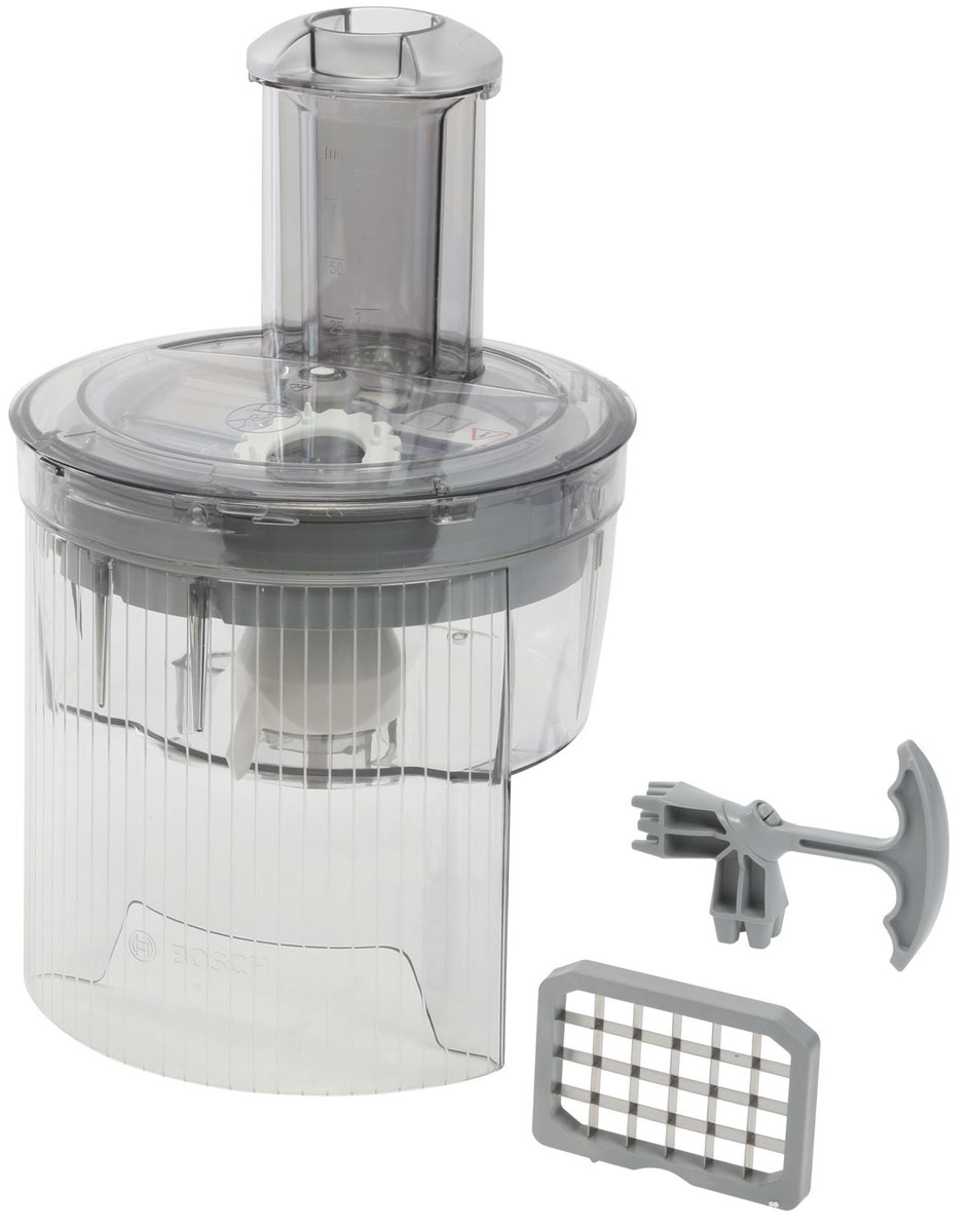 Bosch MUZ8CC2 насадка для нарезки кубиками для кухонных комбайновMUZ8CC2 Bosch MUZ8CC2 насадка для нарезки кубиками для кухонных комбайновMUZ8CC2Какой новогодний стол без салата оливье? С помощью насадки-кубикорезки Bosch MUZ8CC2 приготовление любимого блюда займёт считанные минуты! Идеальная принадлежность для приготовления салатов, окрошки, брускетты. Размеры кубиков: 9 x 9 мм и 13 x 13 мм (высота кубиков 9 мм)