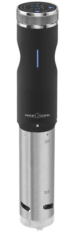 Profi Cook PC-SV 1126 мультиварка су видPC-SV 1126 Profi Cook PC-SV 1126 мультиварка су видPC-SV 1126Profi Cook PC-SV 1126 - погружной су вид с которым можно готовить блюда в любом термостойкой посуде. Компактный прибор достаточно погрузить в кастрюлю с водой и выбрать необходимые настройки на панели управления. Также предусмотрена функция таймера до 99 часов. Данная модель имеет удобное универсальное крепление. Нижняя часть прибора, которая контактирует с водой, выполнена из высококачественной нержавеющей стали. Температура приготовления в су-вид очень важна, поэтому в Profi Cook PC-SV 1126 регулирования температуры происходит с точностью до 0.5 °С в диапазоне от 0 °С до 90 °С. Корпус из нержавеющей стали с ручкой Soft Touch Циркуляция воды: от 7 до 8 л/мин. Светодиодный дисплей с индикацией установленной температуры, фактической температуры, таймера