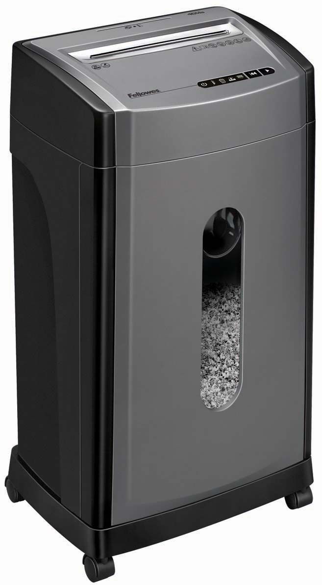 Fellowes MicroShred 46Ms, Grey Black шредерFS-48171 Fellowes MicroShred 46Ms, Grey Black шредерFS-48171MicroShred 46Ms – новый компактный шредер высокого уровня секретности для использования в малом офисе. Рекомендуемая нагрузка до 400 листов в день. Увеличенная производительность – 12 листов. Перекрестная резка на фрагменты размером 2х14 мм соответствуют P-5 уровню секретности по DIN 66399. Лист А4 разрезается на 2220+ фрагментов. После уничтожения документы восстановить практически невозможно. Отдельный слот и корзина для уничтожения CD дисков позволит легко отсортировать бумажные и пластиковые отходы. Прозрачное окно на корпусе шредера позволяет следить за уровнем бумаги в корзине. При имеющимся наборе функций этот шредер прекрасно подходит для уничтожения конфиденциальной информации, а также является образцом оптимального сочетания цена/уровень секретности.