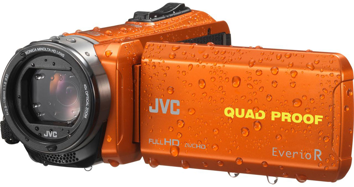 JVC GZ-R435DEU, Orange цифровая видеокамераGZ-R435DEU JVC GZ-R435DEU, Orange цифровая видеокамераGZ-R435DEUJVC GZ-R435DEU - видеокамера с 4 степенями защиты Quad-Proof, встроенным аккумулятором, который обеспечит работу камеры до 5 часов и встроенной флеш-памятью объемом 4 Гб. Данная модель оснащена КМОП сенсором с разрешением 2,5 Мп с обратной подсветкой, 40-кратным оптическим зумом и системой стабилизации изображения. Видеокамера поддерживает запись при закрытом ЖК экране, а также оснащена резьбой 37 мм для установки светофильтров или широкоугольного конвертора. Модель водонепроницаема при погружении на глубину до 5 м. После активного дня, проведённого на свежем воздухе, её можно вымыть под проточной водой. Прочный корпус выдерживает падение с высоты до 1,5 м. Он защищён от влаги и пыли и рассчитан на работу в широком диапазоне температур. Аккумулятор встроен внутрь корпуса, что обеспечивает ещё более высокую защиту от влаги и позволяет существенно сократить опасность повреждения видеокамеры при замене батарей в плохую погоду.