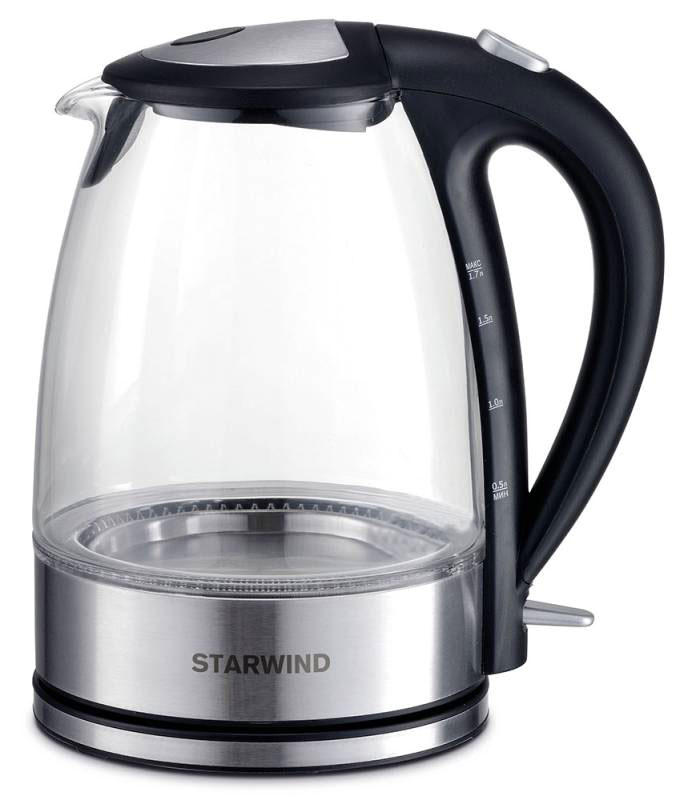 Starwind SKG7650, Black Silver чайник электрическийSKG7650 Starwind SKG7650, Black Silver чайник электрическийSKG7650Электрический чайник Starwind SKG7650 прост в управлении и долговечен в использовании. При его производстве используются высококачественные материалы. Мощность 2200 Вт быстро вскипятит 1,7 литра воды. Для обеспечения безопасности при повседневном использовании предусмотрена функция автовыключения. Контроллер STRIX