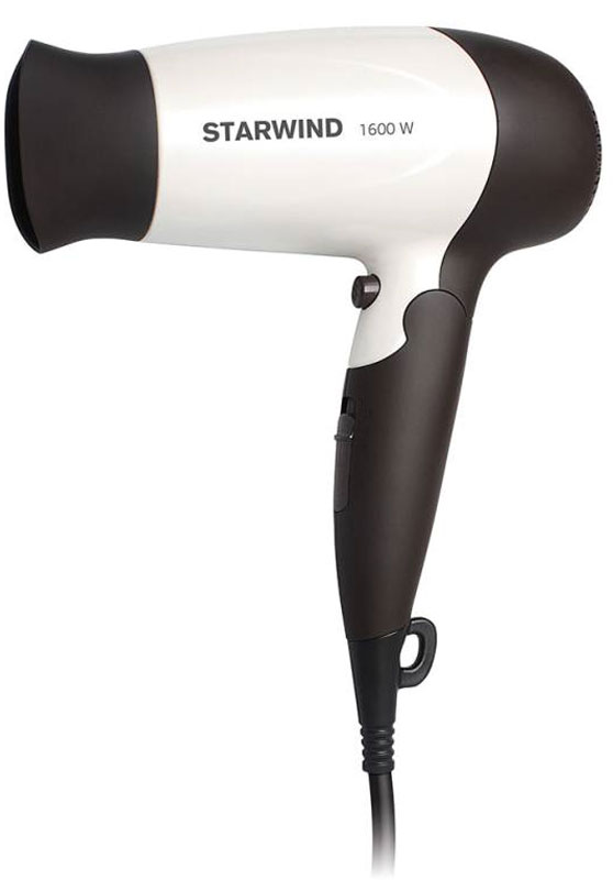 Starwind SHT4517, Dark Brown White фенSHT4517 Starwind SHT4517, Dark Brown White фенSHT4517Компактный и очень удобный фен Starwind SHT4517. Работает в двух температурных режимах. Для максимально удобного повседневного использования предусмотрена петля для подвешивания. Ручка складывается вдоль корпуса фена, обеспечивая наилучшее хранение. В сложенном виде фен занимает минимум места и идеален для путешествий.
