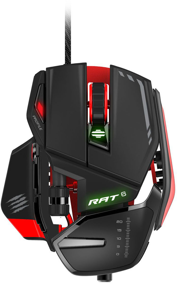 Mad Catz R.A.T. 6, Black Red игровая мышьPCAmc68 Mad Catz R.A.T. 6, Black Red игровая мышьPCAmc68Игровая мышь Mad Catz R.A.T. 6 специально разработана с применением современных материалов, дабы полностью соответствовать всем требованиям самых искушенных геймеров. Точность и надежность для любого вида игры. Прочность, которая не подведет Вся линейка RAT является особенно прочной, в ней используются материалы и детали, которые отвечают запросам пользователей. В основании RAT 6 супер-легкие шасси, а позиция сенсора точно выверена, что дает идеальный баланс для игры на вашей поверхности. Это также дает возможность крепкой основы для всех остальных модулей. Сверхнадежные переключатели OMRON, ведущие в индустрии, выдерживают 50 миллионов нажатий. Это обеспечивает высокий уровень действий в минуту (APM - Actions Per Minute), и геймер не пропустит ни одной атаки. Динамическая эргономика мыши позволит настроить мышь к вашему стилю игры Все игры разные. Мыши RAT сделаны с такой точностью, что основные части устройства можно...