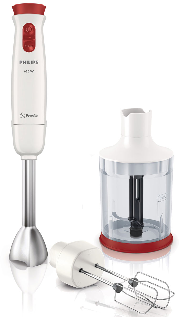 Philips HR1628/00 погружной блендерHR1628/00 Philips HR1628/00 погружной блендерHR1628/00Ручной блендер Philips HR1628/00 с мотором мощностью 650 Вт оснащен технологией смешивания ProMix и кнопкой турборежима, что позволяет добиться идеальной консистенции блюд даже из сложных для обработки продуктов. А с помощью насадки-миксера теперь можно не только легко вымешивать тесто, но и взбивать яичные белки и сливки. Уникальная технология Philips ProMix разработана в сотрудничестве со специалистами престижного Штутгартского университета и представляет собой насадку треугольной формы, которая гарантирует плавное, быстрое и эффективное смешивание для достижения однородной консистенции. Мотор мощностью 650 Вт для обработки любых ингредиентов. Турборежим ручного блендера Philips позволяет измельчать даже самые твердые ингредиенты. Особая волнообразная форма нижней части погружной насадки блендера защищает от разбрызгивания во время приготовления блюд, оставляя рабочую поверхность чистой. Насадка-миксер подходит для смешивания...