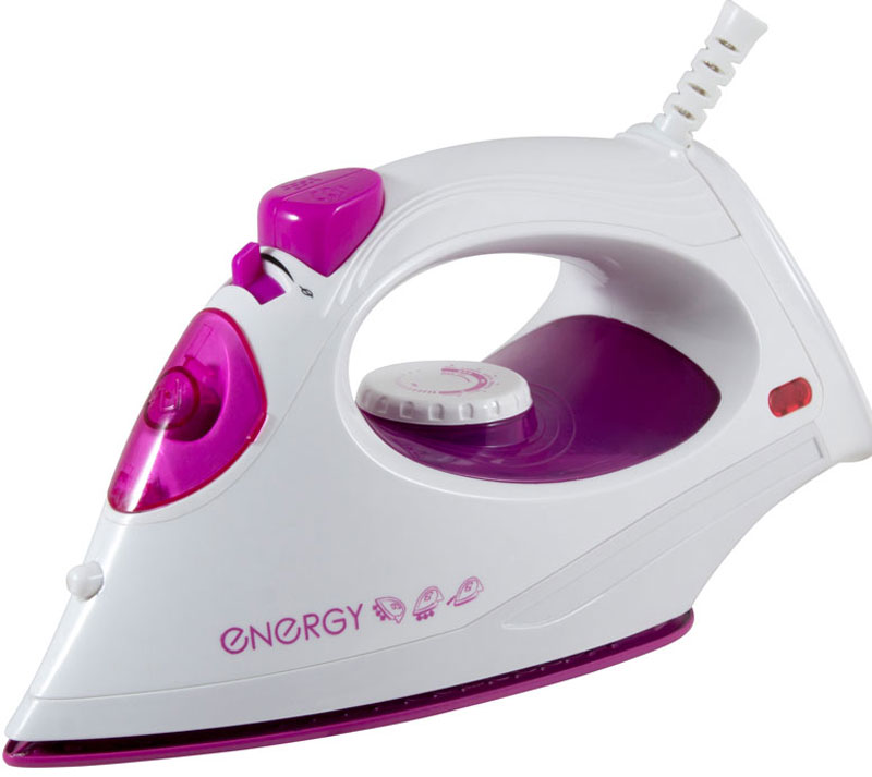 Energy EN-336, Purple утюг54 270065 Energy EN-336, Purple утюг54 270065Утюг Energy EN-336 с тефлоновым покрытием подошвы превратит процесс глажки различных видов ткани в легкое и неутомительное занятие. Прибор обладает всеми необходимыми характеристиками для отличного результата: сухое глажение, отпаривание с регулировкой, функция разбрызгивания, возможность вертикального отпаривания. Модель оснащена функцией парового удара. Сетевой шнур крепится при помощи шарового механизма, что не позволяет ему запутаться во время эксплуатации.