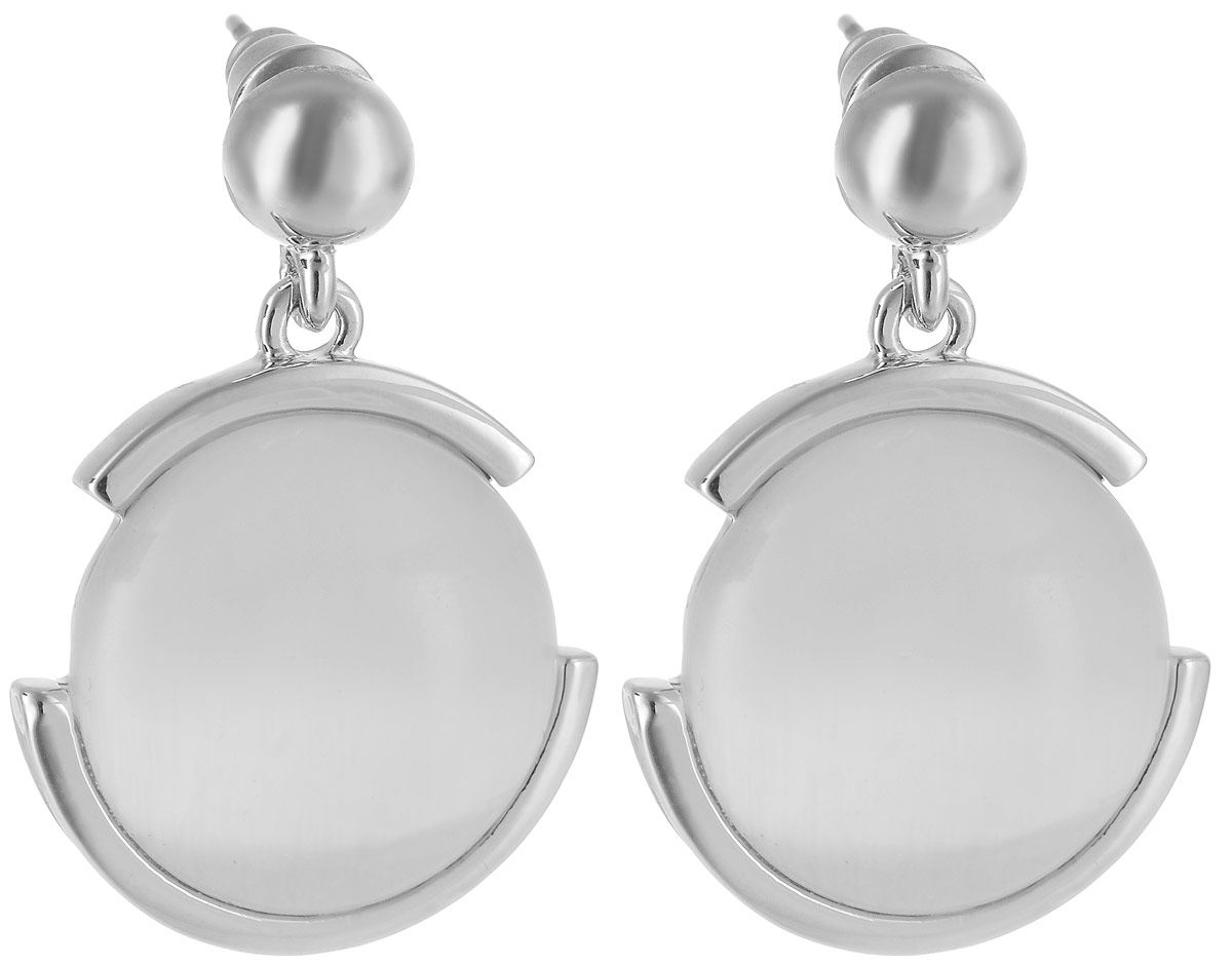 Серьги Art-Silver, цвет: серебряный. 26272-58126272-581 Серьги Art-Silver, цвет: серебряный. 26272-58126272-581Бижутерный сплав, кошачий глаз.