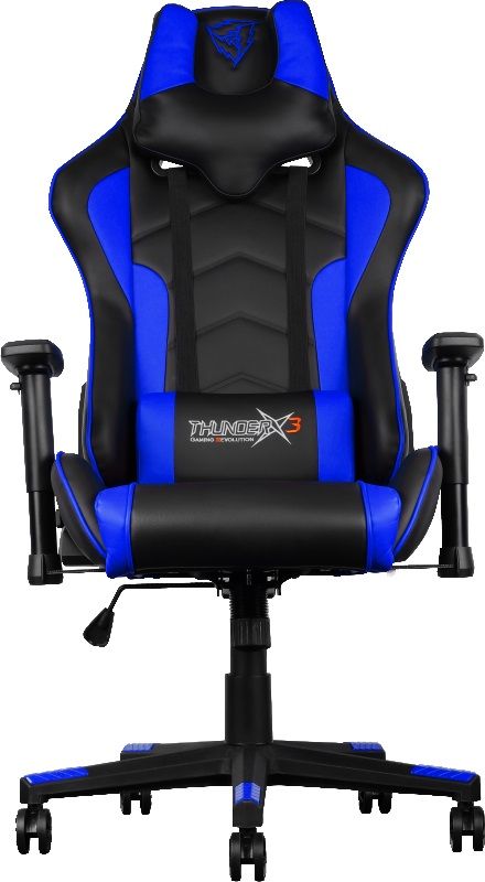 ThunderX3 TX3-22, Black Blue профессиональное геймерское креслоTX3-22BB ThunderX3 TX3-22, Black Blue профессиональное геймерское креслоTX3-22BBПрочная металлическая основа. Мягкий кожзам. Тип механизма бабочка. Пневматическая регулировка высоты сиденья. Угол раскачивания 3° - 18°. 60 мм нейлоновые колесики. Регулируемый подголовник. Подушка под шею. Регулирование положение сиденья с фиксацией. Угол наклона спинки 3° - 18°.