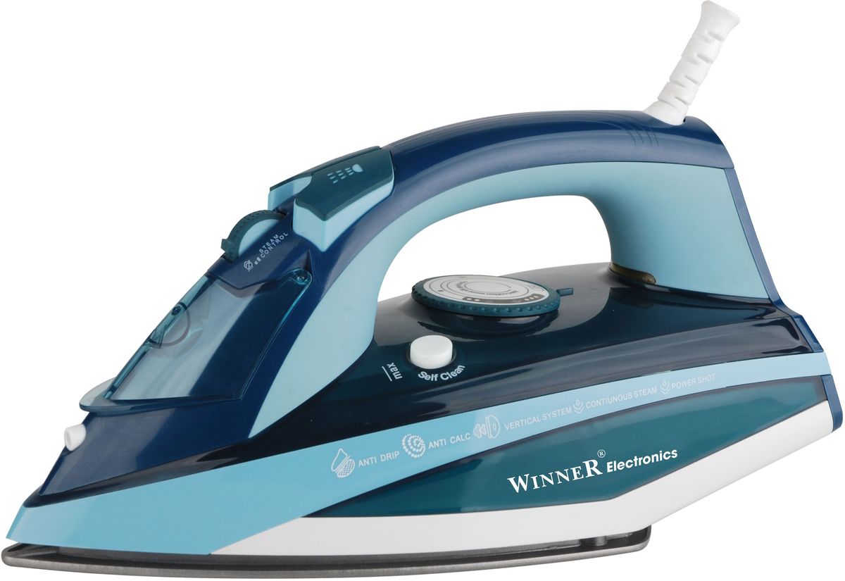 Winner Electronics WR-483 утюгWR-483 Winner Electronics WR-483 утюгWR-483Сухое глажение, распыление, отпаривание, паровой удар, вертикальное отпаривание, самоочистка.Система защиты от накипи, перегрева, противокапельная система. Терморегулятор. Парорегулятор. Объем резервуара для воды: 380 мл. Рукоятка с силиконовым покрытием. Световой индикатор нагрева. Керамическая подошва. Размеры подошвы 12,5*23,0 см. 220В, 50Гц, 2200Вт
