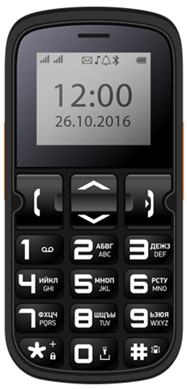 Vertex C306, BlackC306-BL Vertex C306, BlackC306-BLМобильный телефон Vertex С306 - простой и удобный в использовании телефон на каждый день. Крупные кнопки и простое управление - все для удобства использования. Идеален для людей с пониженным зрением и пожилых людей. Функция быстрого набора номера для быстрой связи с близкими. Отдельная клавиша SOS на задней панели телефона предусмотрена для экстренных случаев. Встроенный фонарик послужит хорошим помощником в темноте. Простая навигация, громкий динамик, удобная форма модели и стандартный размер - все, что нужно для комфортного использования. Одновременная работа двух SIM-карт позволяет просто и удобно быть на связи сразу по двум номерам. Оставайтесь всегда на связи с родными и близкими! Телефон сертифицирован EAC и имеет русифицированную клавиатуру, меню и Руководство пользователя.