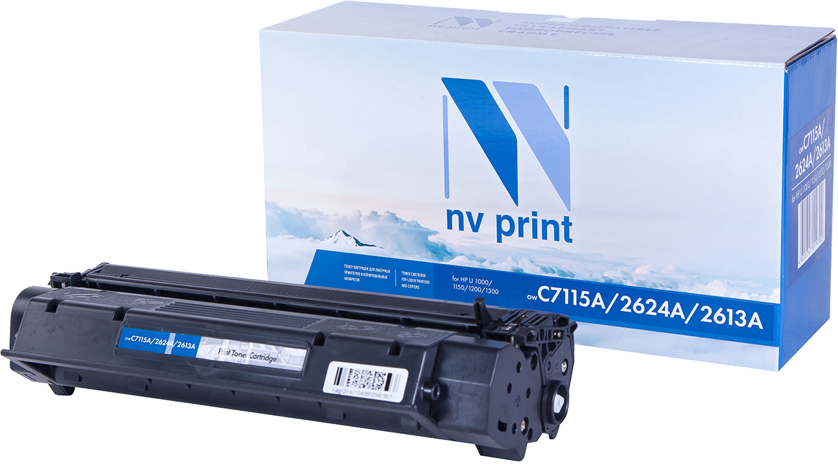 NV Print C7115A/2624A/2613A, Black тонер-картридж для HP LaserJet 1000/1200/1150/1300NV-C7115A/2624A/2613A NV Print C7115A/2624A/2613A, Black тонер-картридж для HP LaserJet 1000/1200/1150/1300NV-C7115A/2624A/2613AСовместимый лазерный картридж NV Print C7115A/2624A/2613A для печатающих устройств HP - это альтернатива приобретению оригинальных расходных материалов. При этом качество печати остается высоким. Картридж обеспечивает повышенную чёткость чёрного текста и плавность переходов оттенков серого цвета и полутонов, позволяет отображать мельчайшие детали изображения. Лазерные принтеры, копировальные аппараты и МФУ являются более выгодными в печати, чем струйные устройства, так как лазерных картриджей хватает на значительно большее количество отпечатков, чем обычных. Для печати в данном случае используются не чернила, а тонер.