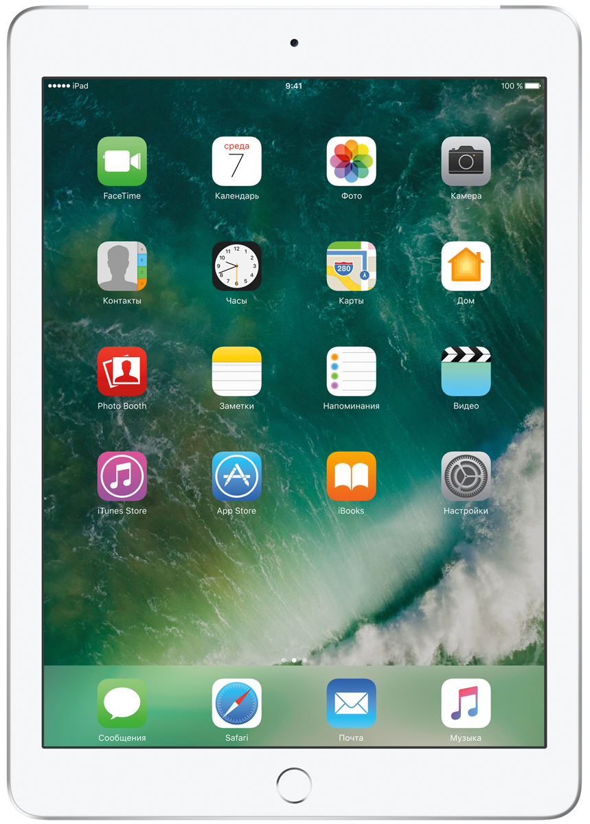 Apple iPad 9.7 Wi-Fi + Cellular 128GB, SilverMP272RU/A Apple iPad 9.7 Wi-Fi + Cellular 128GB, SilverMP272RU/AДелайте проекты, листайте сайты, играйте и учитесь. У iPad для этого есть великолепный дисплей, высокая производительность и приложения для ваших любимых занятий. Где хотите. Легко и волшебно. Фотографии, шоппинг, презентации - на ярком 9,7-дюймовом дисплее Retina всё выглядит живо, реалистично и невероятно детально. Производительность, необходимую для быстрой и плавной работы приложений, обеспечивает 64-битный процессор A9. Открывайте интерактивные обучающие приложения, играйте в игры со сложной графикой и пользуйтесь двумя приложениями одновременно. При этом ваше устройство будет работать без подзарядки до 10 часов. Все приложения для iPad создаются с учётом его размеров и производительности. И в App Store их очень много. Вы обязательно найдёте то, что вам нужно. Ваш отпечаток пальца - это идеальный пароль, который невозможно угадать или забыть. Технология Touch ID позволяет мгновенно разблокировать iPad и защитить личные данные в...