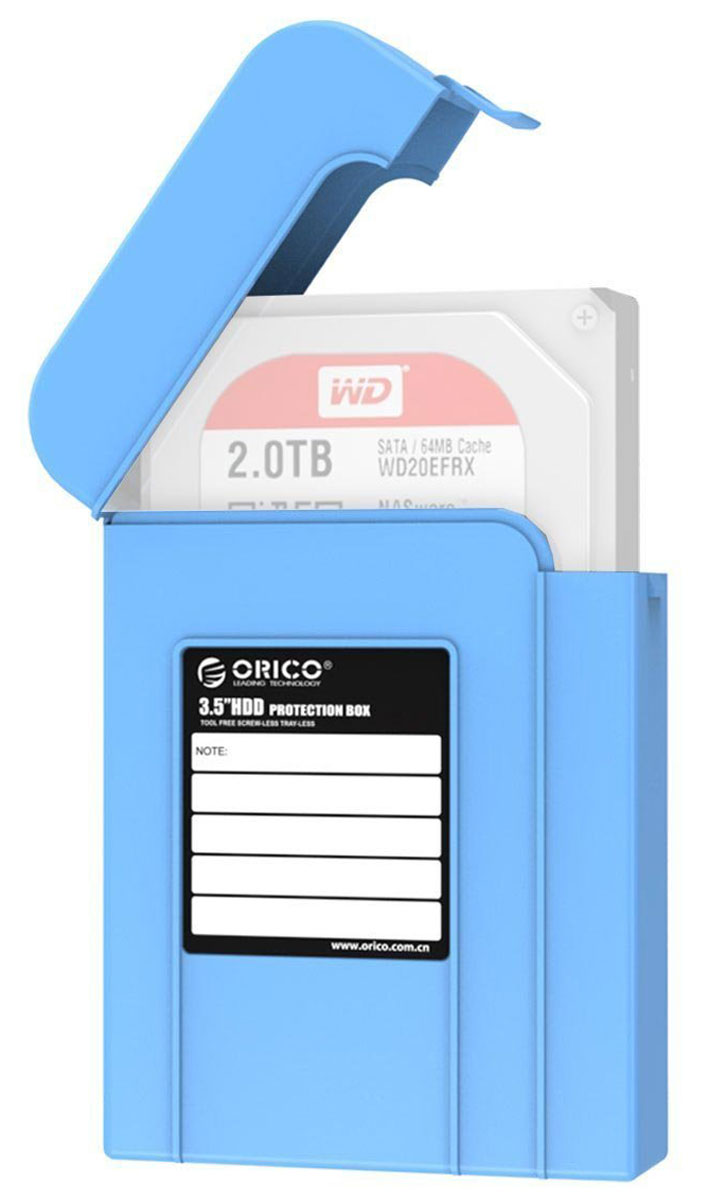 Orico PHI-35, Blue чехол для жесткого дискаORICO PHI-35-BL Orico PHI-35, Blue чехол для жесткого дискаORICO PHI-35-BLКейс Orico PHI-35 надежно защитит жесткий диск от пыли, влаги и прочих капризов окружающей среды. Благодаря дополнительным ребрам жесткости и крышке с защелкой, жесткий диск будет надежно защищен от падений и не выпадет из кейса при ударе. С помощью специальной этикетки можно легко и просто сделать пометки на кейсе.