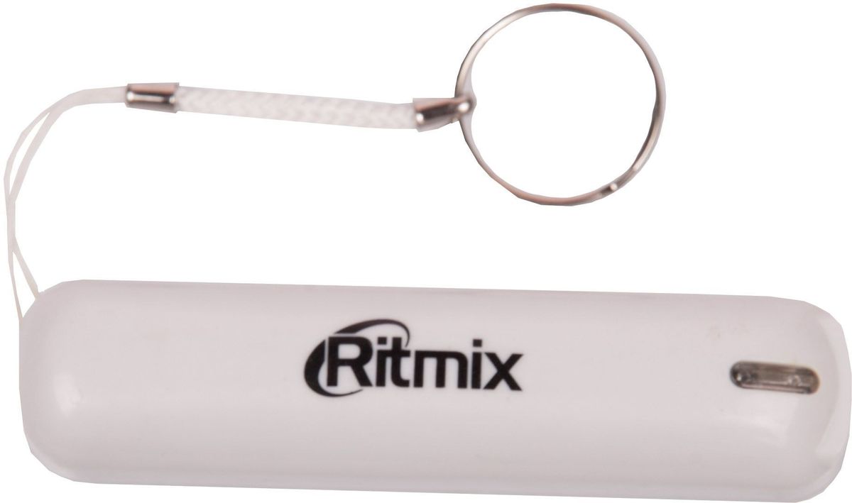 Ritmix RPB-2001L, White внешний аккумулятор (2000 мАч)15118756 Ritmix RPB-2001L, White внешний аккумулятор (2000 мАч)15118756Power bank Li-Ion, емкость 2000 мАч, выход 1xUSB 5В 1А, световой индикатор заряда, размер 96х23х23, на брелке с кольцом, цвет: белый