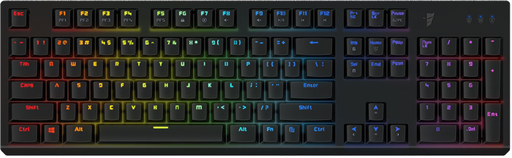 Tesoro Gram Spectrum (Kailh Blue), Black игровая клавиатураTS-G11SFL Tesoro Gram Spectrum (Kailh Blue), Black игровая клавиатураTS-G11SFLGram Spectrum — это механическая клавиатура, оборудованная фирменными механическими переключателями от Tesoro – AGILE. Новые переключатели имеют уменьшенную высоту и длину хода по сравнению с переключателями стандартного размера. Однако, при всем этом, инженерам компании удалось сохранить основные характеристики полноразмерных кнопок – тактильные ощущения, скорость и точность срабатывания. Клавиатура Gram Spectrum имеет полноцветную RGB подсветку. В данной клавиатуре установлены переключатели AGILE Kailh Blue - выбор казуальных игроков и любителей активного общения. Чрезвычайно ускоряют набор текста. Имеют громкий щелчок и четкую отдачу.