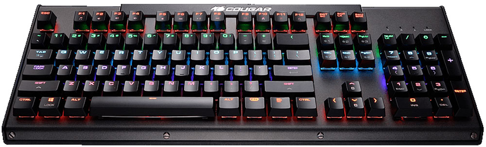 Cougar Ultimus игровая клавиатура37ULTT4MB.0003 Cougar Ultimus игровая клавиатура37ULTT4MB.0003Многоцветная механическая клавиатура Cougar Ultimus создаст особенное настроение как в играх так и на рабочем столе.Механические переключатели TTC Brown обеспечивают оперативность, необходимую для клавиатуры игрового уровня и отличные тактильные ощущения при ее использовании.Ключевые механические модули клавиатуры размещены на открытой и изогнутой стальной конструкции с матовой поверхностью. Тяжелая прочная стальная конструкция позволит Cougar Ultimus выдержать любые игровые настроения.Cougar Ultimus способна окрасить игровой мир во все цвета радуги. Шесть режимов подсветки, среди которых дыхание, волна, мерцание усилят ощущения от времяпрепровождения в играх.Управляйте медиа-функциями с легкостью комбинаций клавиш FN + F. Управление звуком: громче, тише, выключение звука. Управление режимами подсветки. Блокировка клавиши Windows.Точность ввода N-KEY Rollover. Неограниченное количество одновременных нажатий клавиш.Изностоикая оплетка кабеля. Прочное и долговечное решение для игроманов.