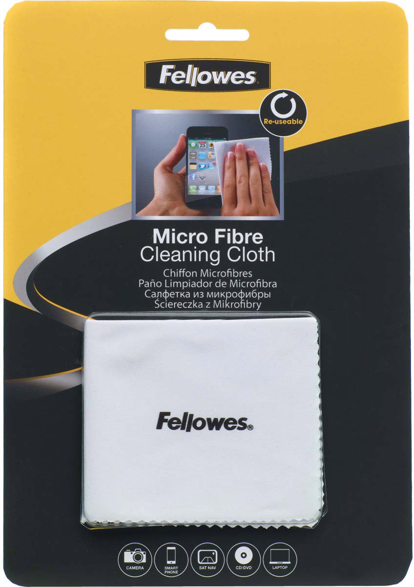 Fellowes FS-99745 салфетка из микрофибры для чистки оптики видеокамер, мониторов, CD/DVDFS-99745 Fellowes FS-99745 салфетка из микрофибры для чистки оптики видеокамер, мониторов, CD/DVDFS-99745Тканевая салфетка из микрофибры FS-99745 позволяет безопасно удалять пыль и частицы грязи без применения жидких чистящих средств. Идеальна для чистки объективов фото и видеокамер, CD, DVD и экранов мобильных телефонов. Салфетка не содержит спирта, дерматологически безопасна. Полностью биологически разлагаема.