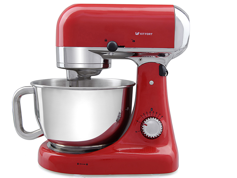 Kitfort КТ-1325-1, Red миксер планетарныйКТ-1325-1 Kitfort КТ-1325-1, Red миксер планетарныйКТ-1325-1Миксер Kitfort КТ-1325 оснащен планетарной системой смешивания: во время работы насадка вращается вокруг своей оси и одновременно движется по окружности по внутреннему объему чаши, обеспечивая идеальное качество смешивания и ровную консистенцию без комков. Надежный двигатель высокой мощности позволяет быстро и эффективно смешивать ингредиенты разной консистенции для самых разнообразных кулинарных целей. Встроенный вентилятор принудительно охлаждает двигатель потоком воздуха, так что он не перегреется при работе на высоких скоростях или при замешивании крутого теста. Нескользящие ножки с присосками прочно фиксируют миксер на столе. Миксер может работать в полностью автоматическом режиме. Вам достаточно только положить ингредиенты, надеть насадку и включить прибор. Дальше он будет работать сам. Не нужно ничего держать в руках, как в случае ручного миксера или блендера, и, пока миксер работает, вы можете заниматься другими делами. Прибор позволяет плавно регулировать скорость...