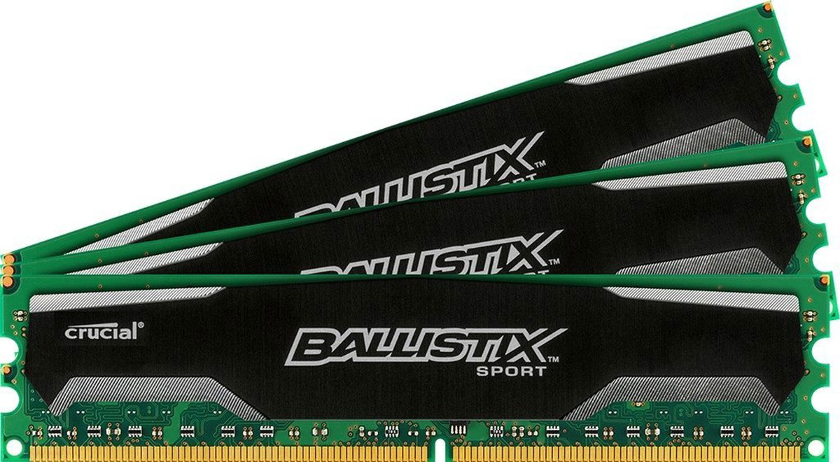 Crucial Ballistix Sport DDR3 4х8Gb 1600 МГц комплект модулей оперативной памяти (BLS4CP8G3D1609DS1S00BEU)BLS4CP8G3D1609DS1S00BEU Crucial Ballistix Sport DDR3 4х8Gb 1600 МГц комплект модулей оперативной памяти (BLS4CP8G3D1609DS1S00BEU)BLS4CP8G3D1609DS1S00BEUМодули оперативной памяти Crucial Ballistix Sport типа DDR3 предоставляют качество работы, надежность и производительность, требуемую для современных компьютеров сегодня. Оснащены теплоотводом, выполненным из чистого алюминия, что ускоряет рассеяние тепла.Общий объем памяти составляет 32 ГБ, что позволит свободно работать со стандартными, офисными и профессиональными ресурсоемкими программами, а также современными требовательными играми. Работа осуществляется при тактовой частоте 1600 МГц и пропускной способности, достигающей до 12800 Мб/с, что гарантирует качественную синхронизацию и быструю передачу данных, а также возможность выполнения множества действий в единицу времени. Параметры тайминга 9-9-9-24 гарантируют быструю работу системы. Имеется поддержка XMP для удобного разгона в автоматическом режиме.