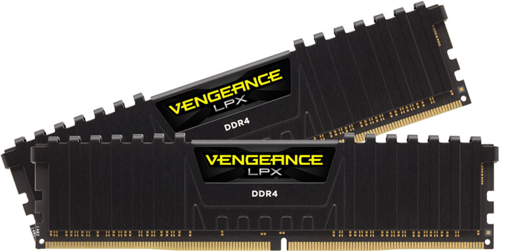 Corsair Vengeance LPX DDR4 4х8Gb 2800 МГц, Black комплект модулей оперативной памяти (CMK32GX4M4B2800C14)CMK32GX4M4B2800C14 Corsair Vengeance LPX DDR4 4х8Gb 2800 МГц, Black комплект модулей оперативной памяти (CMK32GX4M4B2800C14)CMK32GX4M4B2800C14Модули памяти Vengeance LPX разработаны для более эффективного разгона процессора. Теплоотвод выполнен из чистого алюминия, что ускоряет рассеяние тепла, а восьмислойная печатная плата значительно эффективнее распределяет тепло и предоставляет обширные возможности для разгона. Каждая интегральная микросхема проходит индивидуальный отбор для определения уровня потенциальной производительности.Форм-фактор DDR4 оптимизирован под новейшие материнские платы серии Intel X99/100 Series и обеспечивает повышенную частоту, расширенную полосу пропускания и сниженное энергопотребление по сравнению с модулями DDR3. В целях обеспечения стабильно высокой производительности модули Vengeance LPX DDR4 проходят тестирование совместимости на материнских платах серии X99/100 Series. Имеется поддержка XMP 2.0 для удобного разгона в автоматическом режиме.Максимальная степень разгона ограничивается рабочей температурой. Уникальный дизайн теплоотвода Vengeance LPX обеспечивает оптимальный отвод тепла от интегральных микросхем в канал охлаждения системы, чтобы вы могли добиться большего.Vengeance LPX будет готов к появлению первых материнских плат Mini-ITX и MicroATX для памяти DDR4. Его компактный форм-фактор оптимально подходит для размещения в небольших корпусах или в системах, где требуется оставить свободным максимум внутреннего пространства.