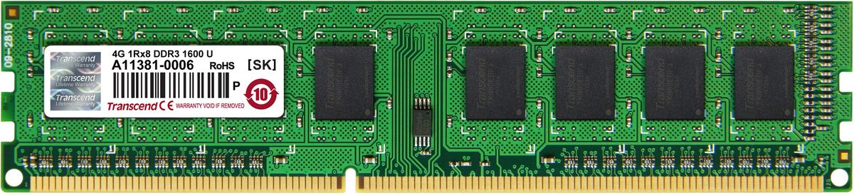 Transcend JetRam DDR3 4GB 1600МГц модуль оперативной памяти (JM1600KLH-4G)JM1600KLH-4G Transcend JetRam DDR3 4GB 1600МГц модуль оперативной памяти (JM1600KLH-4G)JM1600KLH-4GМодуль памяти Transcend JetRam DDR3 построен с использованием чипов наивысшего качества DRAM от известных брендов и проходит тщательные испытания, чтобы гарантировать соответствие строгим требованиям Transcend к общему качеству и производительности. Небуферизованный модуль Transcend JetRam DDR3 является наиболее стабильным и надежным в отрасли, что также делает его экономичным решением для всех настольных компьютеров. Данный модуль емкостью 4 ГБ, спроектирован для работы на частоте 1600 МГц PC3-12800 при таймингах CL-11.